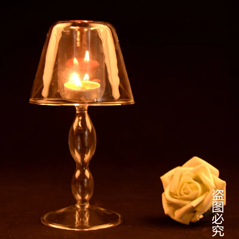 

Fashion crystal transparent glass table lamp mousse romantic home decoration gifts Candlestick