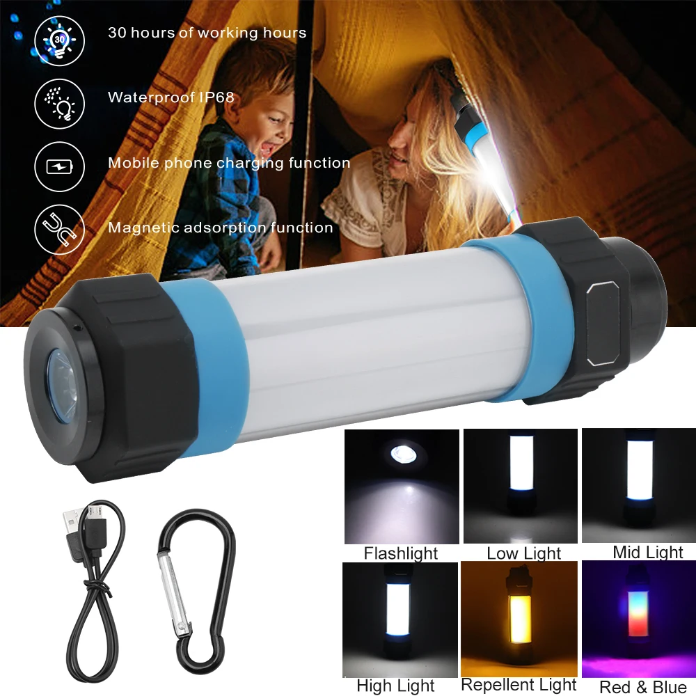 BORUiT IP68 Водонепроницаемый фонарь для кемпинга светодиодный USB аккумуляторный фонарики лампочка с аккумулятором фонарь в палатку Портативный Москитная репеллентная лампа