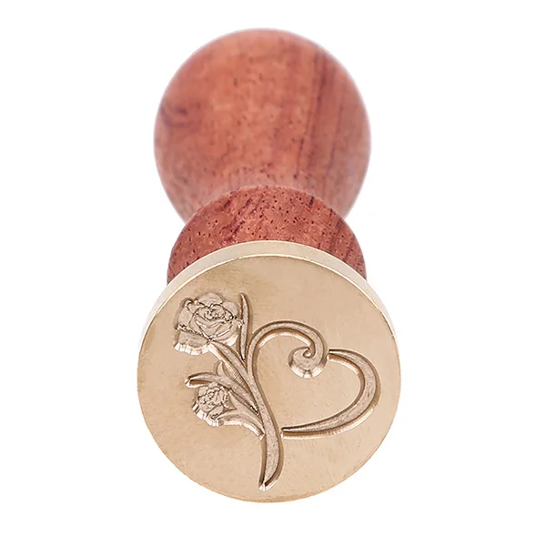 Heart Rose WCIC латунная головка уплотнительный штамп с деревянной ручкой уплотнительный воск штамп для скрапбукинга рождественские штампы свадебные приглашения воск печать штамп - Цвет: Heart Rose