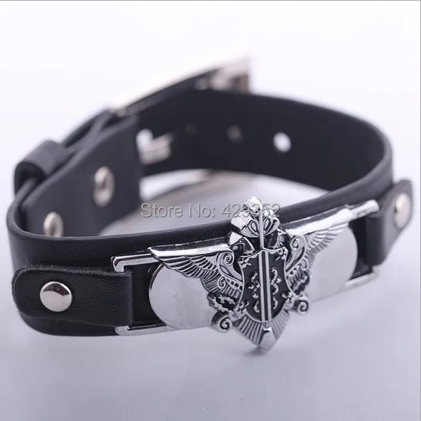 Новейший кожаный браслет с символом вороны из аниме черный Батлер