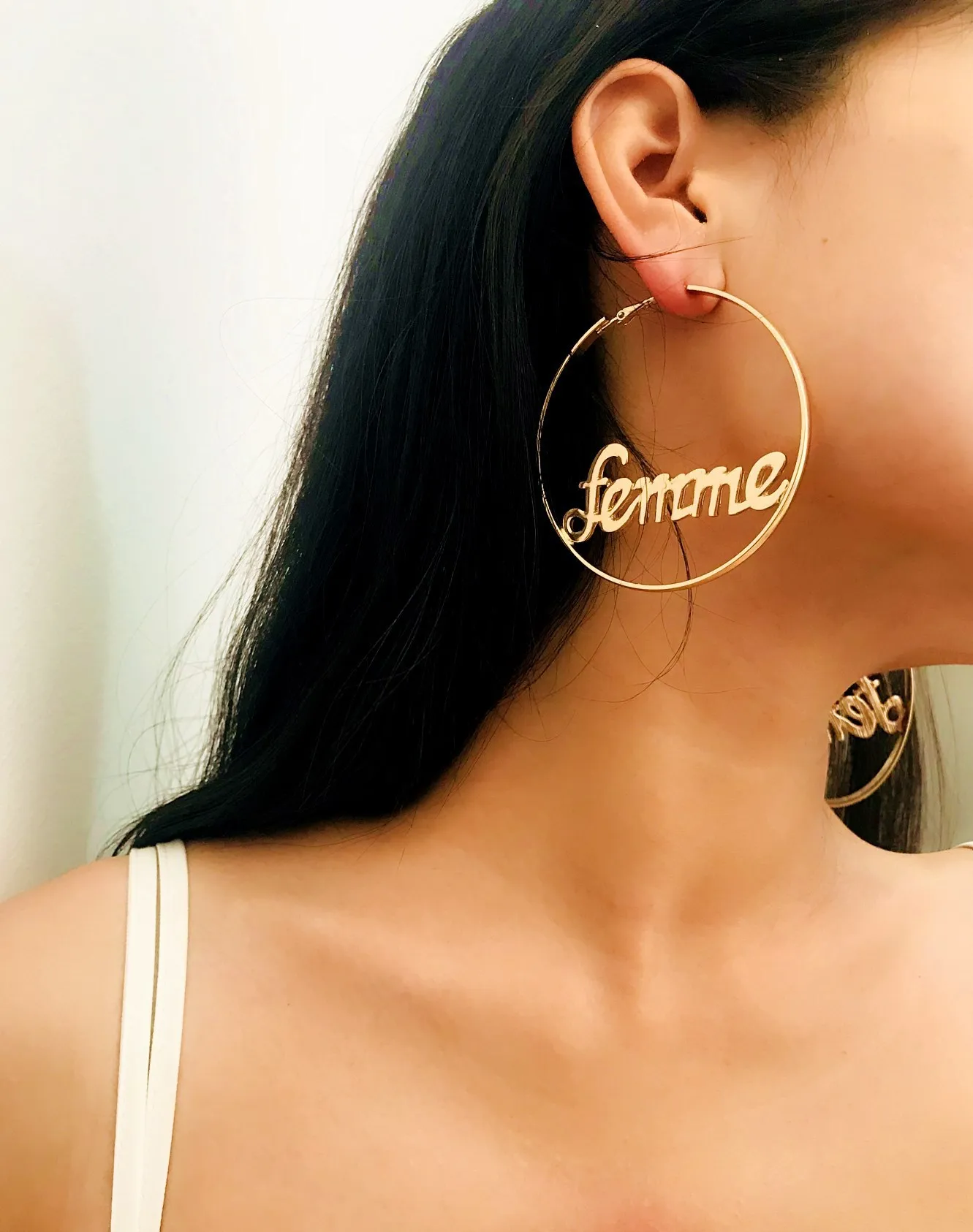 2019 fashion trendy letter big round hoop earrings woman's Bijoux Jewelry Accessories | Украшения и аксессуары