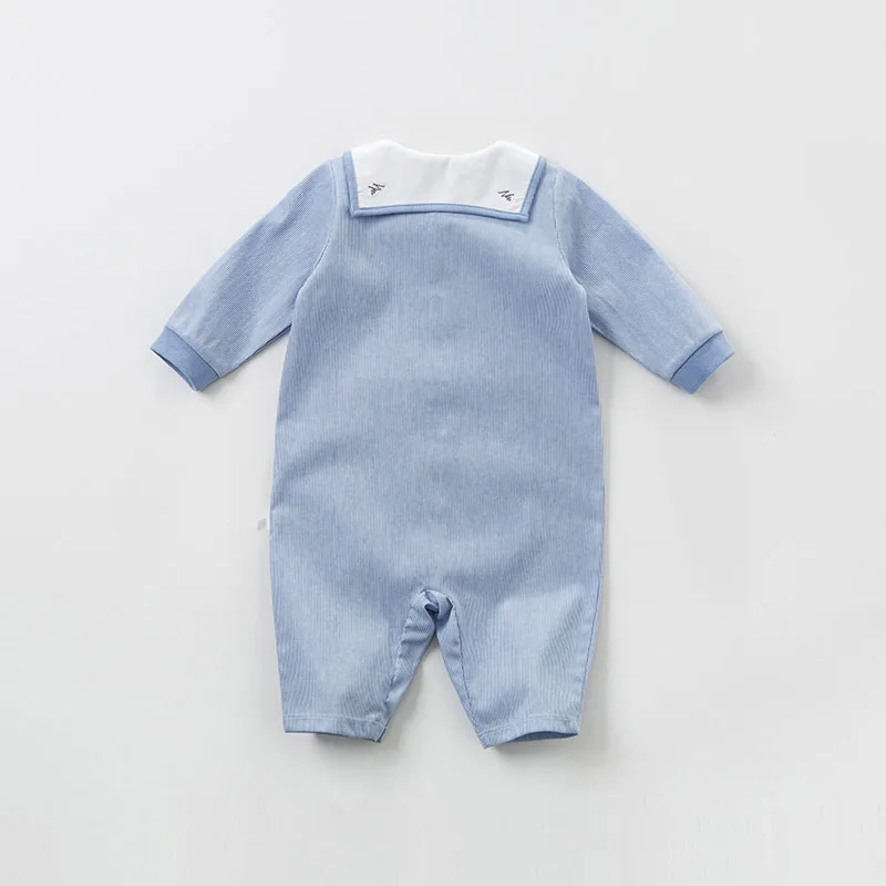 DBW10324 dave bella spring newborn baby long sleeve romper infant toddler boys striped onesie children boutique jumpsuit |