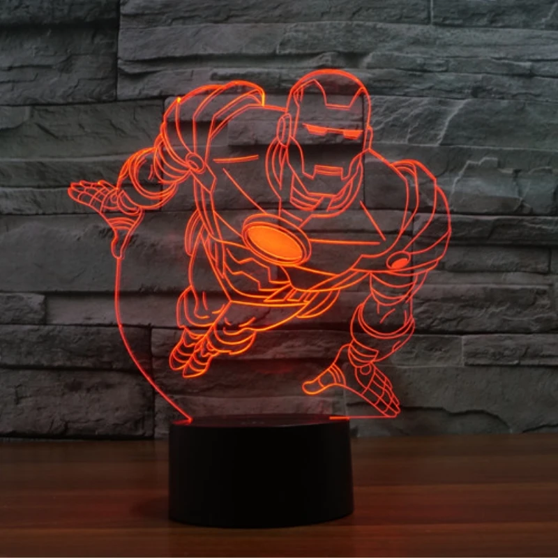 Новый Красочный Железный человек 3D настольная лампа Luminaria Светодиодные ночные