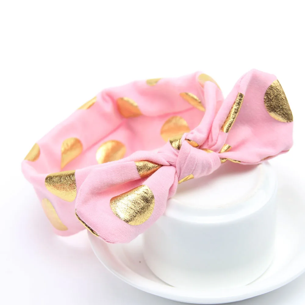 Золотая повязка на голову в горошек с узлом аксессуары для волос виде тюрбана |