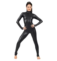 speerise womens costume spandex full bodysuit dance ballet gymnastics catsuit adult long sleeve shiny metallic unitard