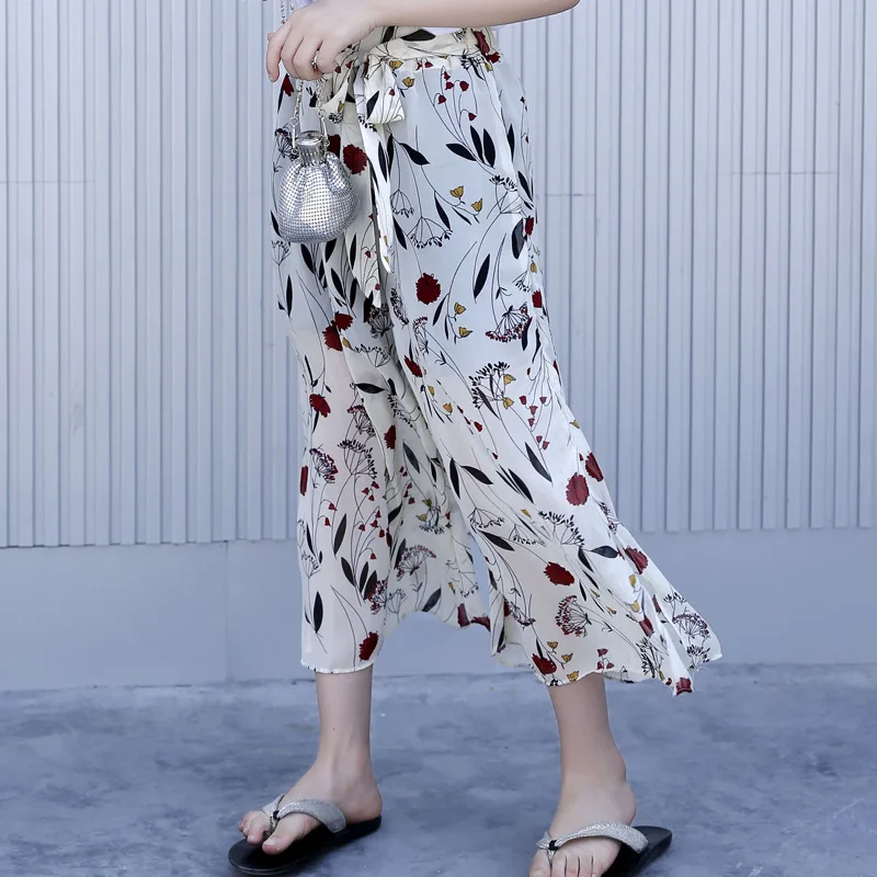 Комплекты одежды для девочек хлопковая футболка + шифоновые широкие штаны