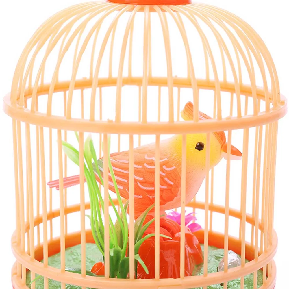 Электронная птица пение Chirping игрушка в клетке дети Голосовое управление