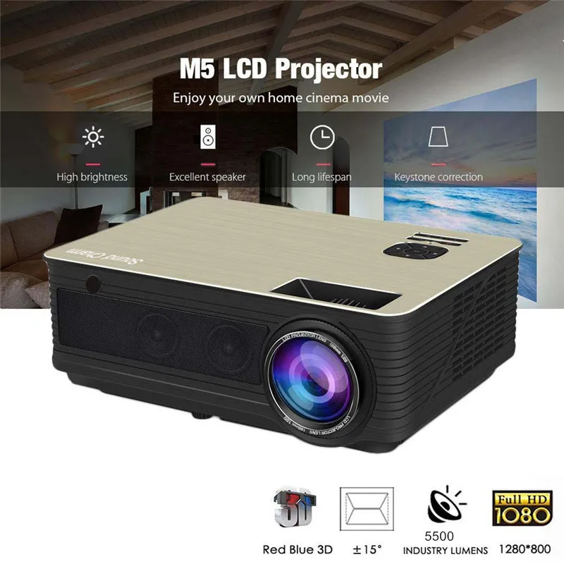 Звук Шарм Full HD 5500 люмен светодиодный домашний видео проектор с 2HDMI 2USB AV VGA портами