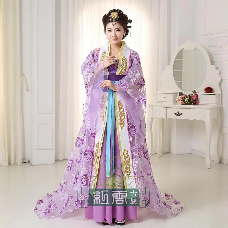 Hanfu китайское Старинное платье льняной с принтом Фея Тан песнь мин династии Косплей китайские танцевальные костюмы китайский народный танец одежда