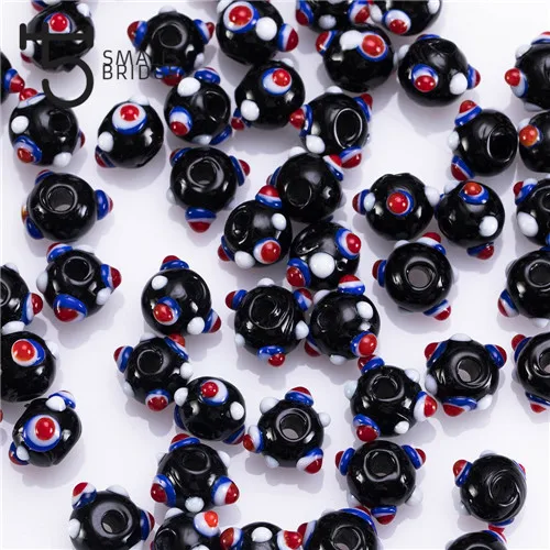 L601 10 мм муранское желтое стекло Lampwork бисер материал для ювелирных украшений декоративные Perles с отверстием круглые разделительные бусины оптом L602 - Цвет: L601