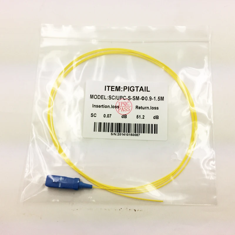 

10pcs/bag Best Quality Customized SC/UPC fiber optic pigtail 1.5M Simplex Single Mode 0.9mm Optic Patch Cord Yellow