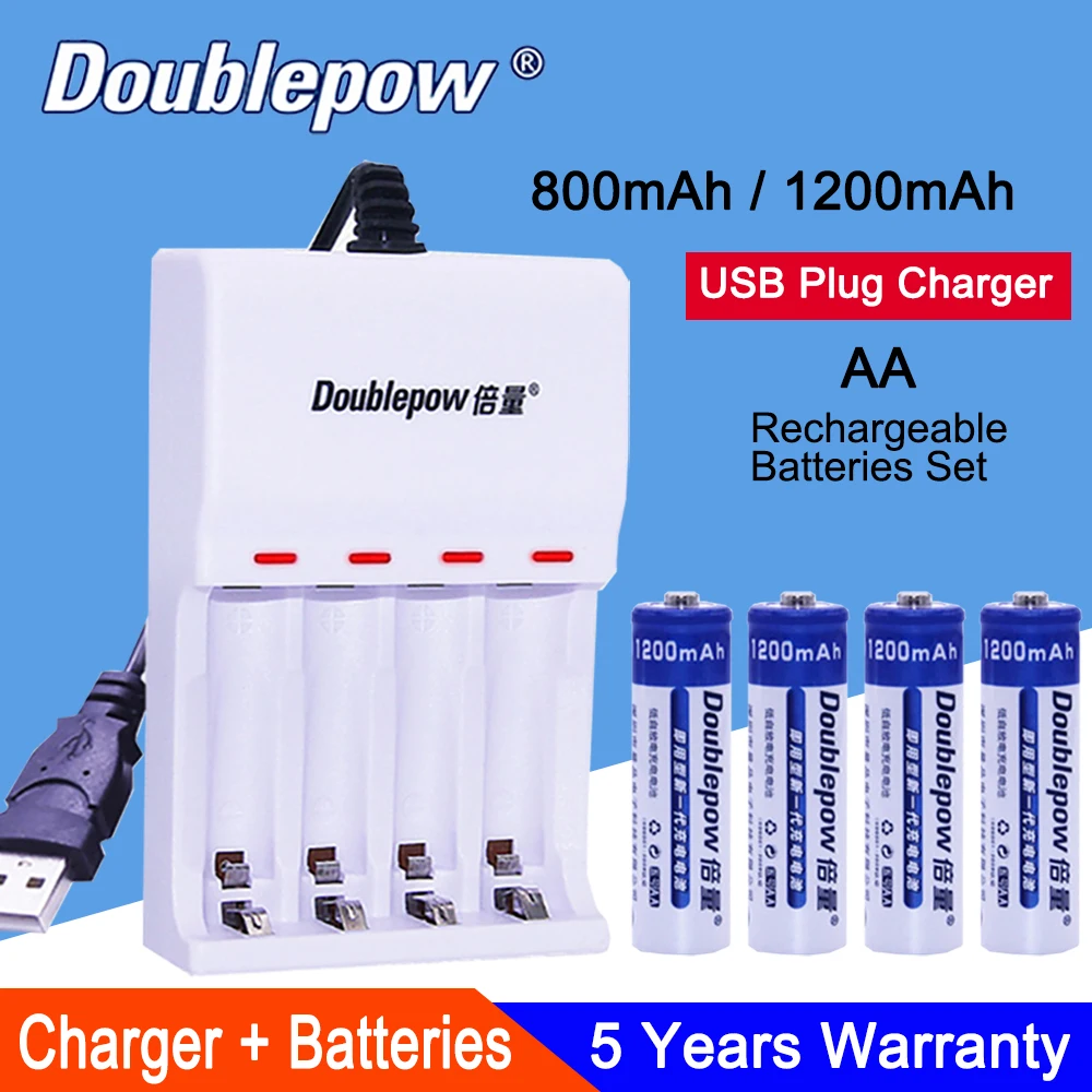 AA Ni MH перезаряжаемые батарея 4 слота USB зарядное устройство для AA/AAA 800 мАч 1200 2A 5 #