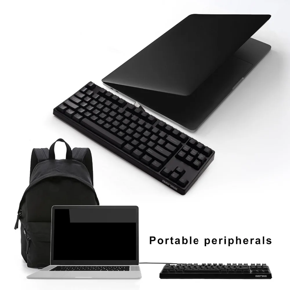 GS87C Механическая игровая клавиатура с 87 клавишами с [Cherry MX Red Switch] USB Проводная игровая клавиатура для ПК настольного ноутбука-qwerty-раскладка
