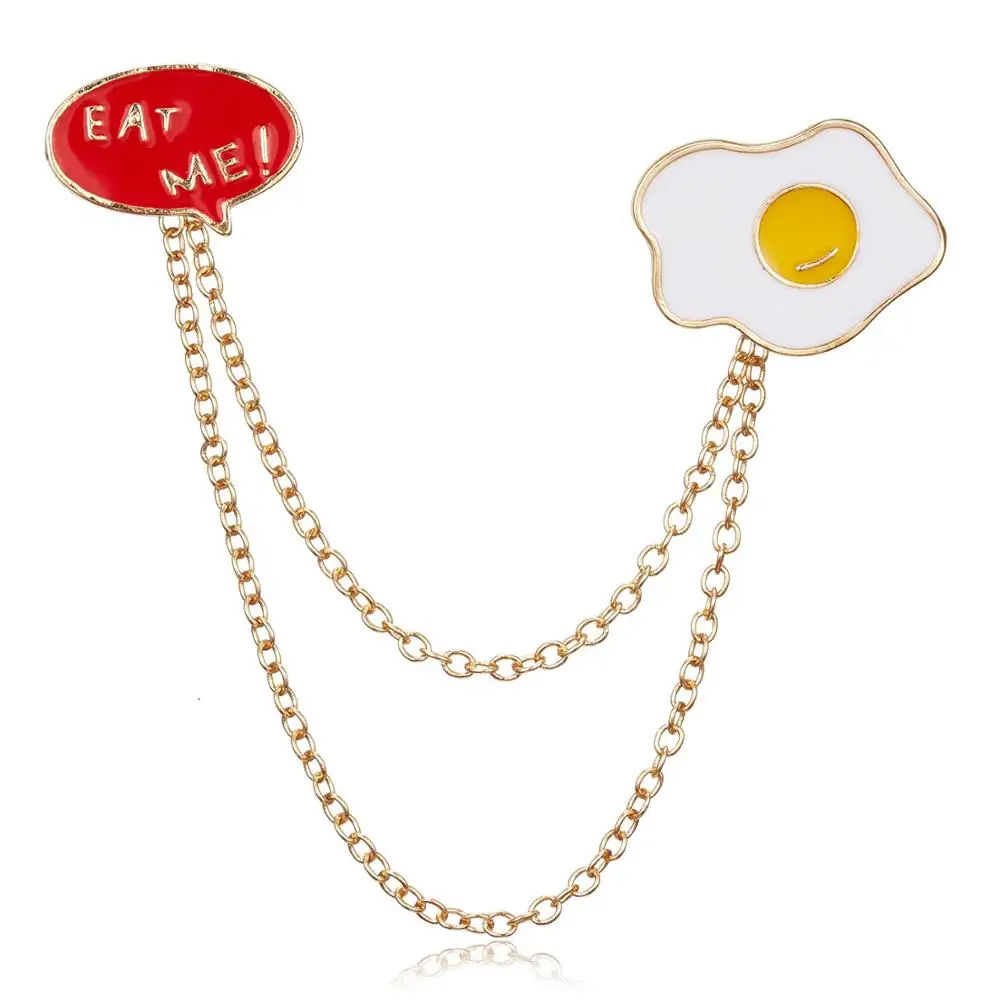 1 Rinhoo Poached Egg Earth молния рубашка джинсовые нагрудные Броши белые облака вулкан Двойная Цепочка для женщин и мужчин значки красивые шпильки - Окраска металла: 1