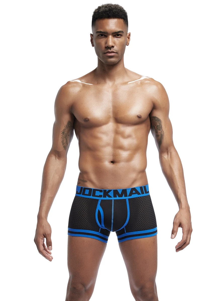 JOCKMAIL, фирменное Мужское нижнее белье, боксеры, трусы, сетчатые, дышащие, с мешочком для пениса, cueca, боксеры, calzoncillos hombre, трусы для сна