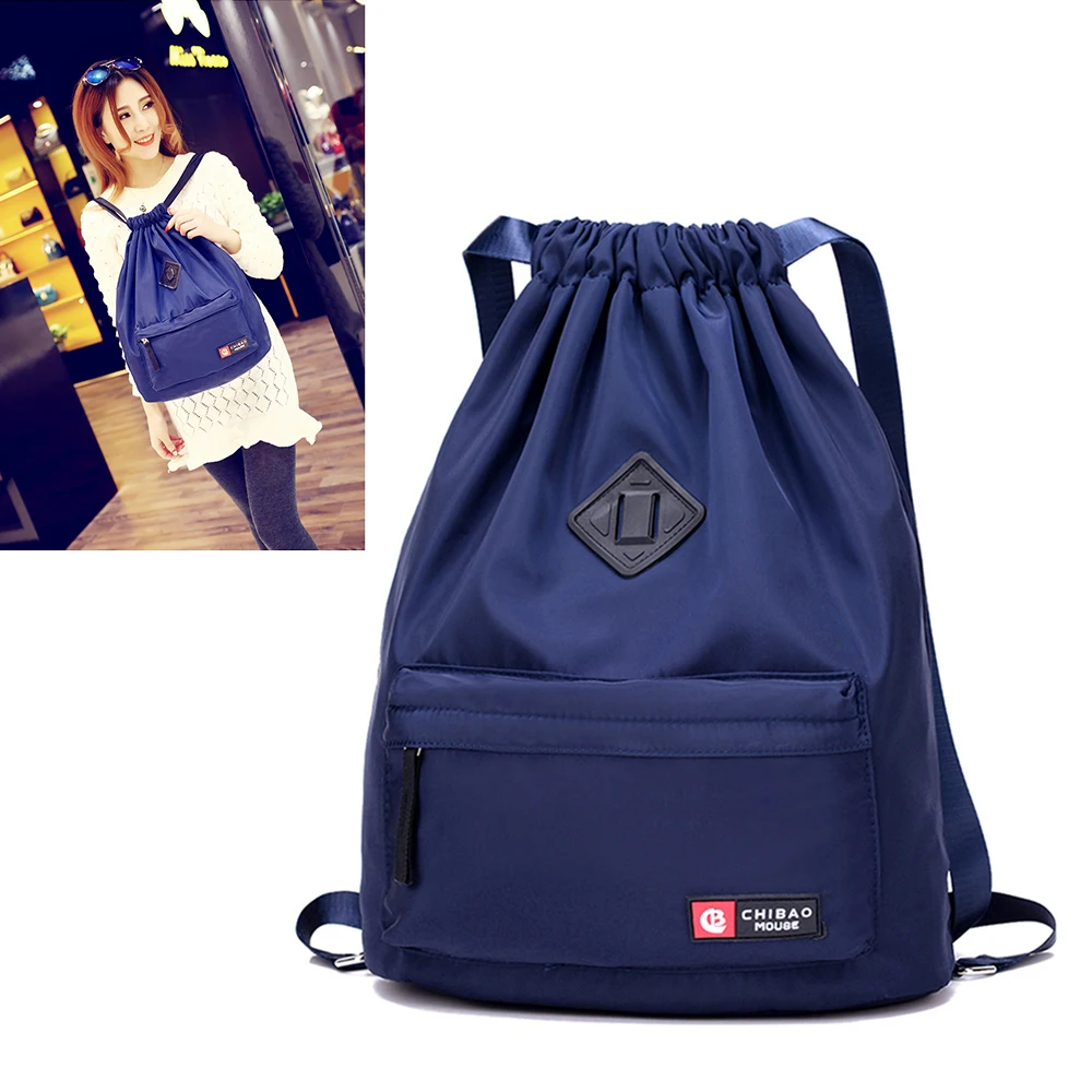 Женская нейлоновая Водонепроницаемая спортивная сумка рюкзак на шнурке женская