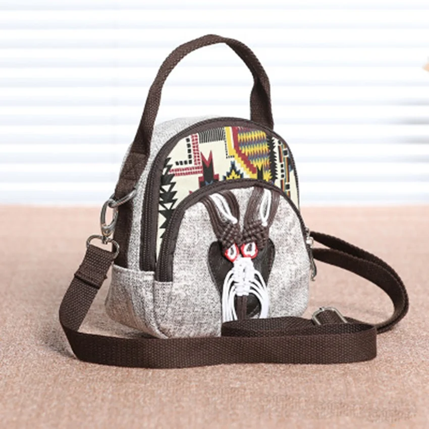 

National wind hand-woven ethnic wind mini slung shoulder three-use bag practical durable multi-layer light portable bag
