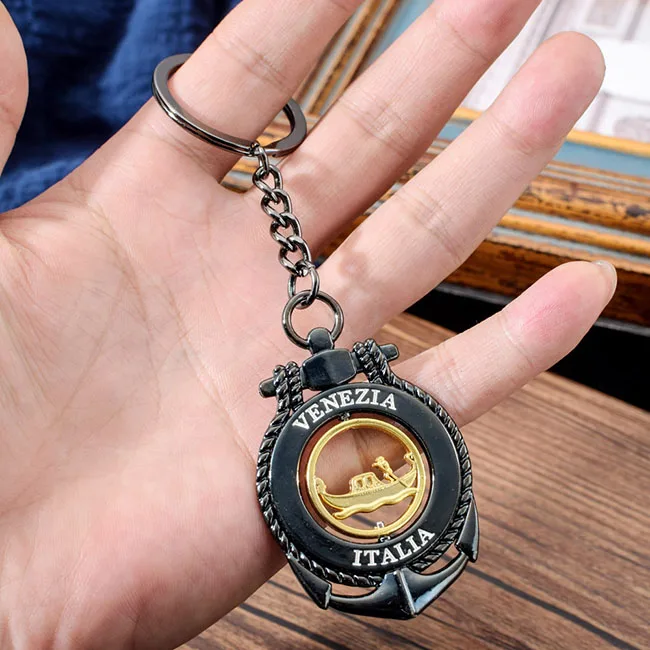 Anchor Keychain Vicney Italy Venezia якорь Брелок Золотой вращающийся Венецианская лодка Bnd боатман брелок для мужчин лучший подарок для друзей - Цвет: Anchor Keychain