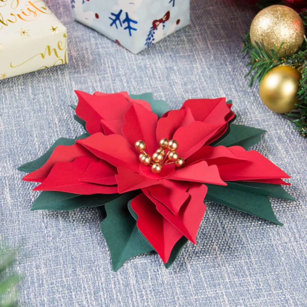 3 шт 3D Рождественские Poinsettia цветы бумага Рождественская елка украшения стол