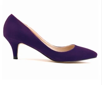 Purple Heel Loslandifen/Новые модные женские офисные туфли на высоком каблуке-шпильке; женские офисные туфли-лодочки из флока с острым носком; большие размеры 35-42 - Цвет: Purple Heel
