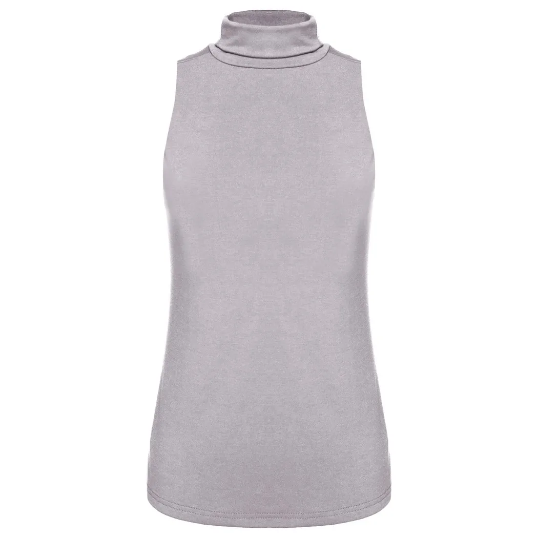 2017 Direct Selling Real Turtleneck Spandex Cotton Blusa Camisetas Women Turtle Neck Sleeveless Solid Slim Stretch Casual Tops | Женская
