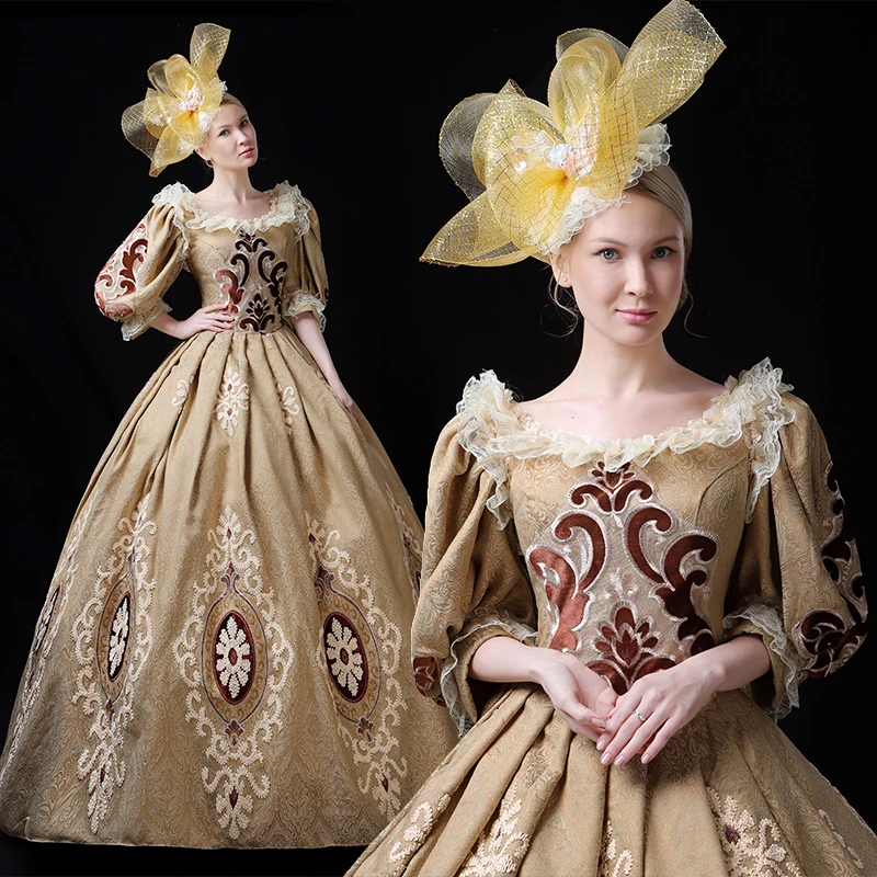 Высококачественные золотистые маскарадные платья 2019 с круглым вырезом и