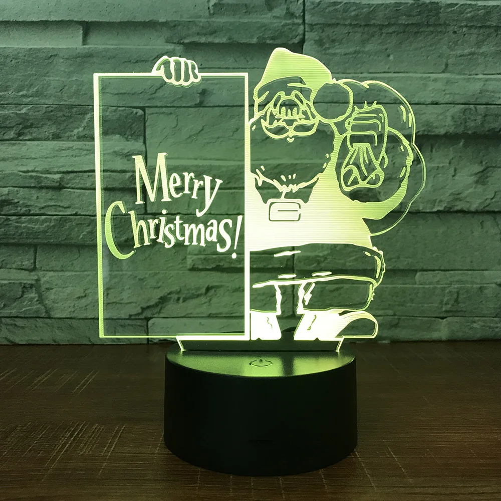 Акриловый 3D ночник с Санта Клаусом Светодиодный настольный светильник