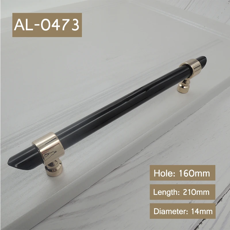 AL-0473-RR160 Черная акриловая ручка для шкафа и ручки для комода, выдвижная ручка для ванной комнаты, ручка для шкафа с розовым золотом/серебром - Цвет: AL-0473-RR160