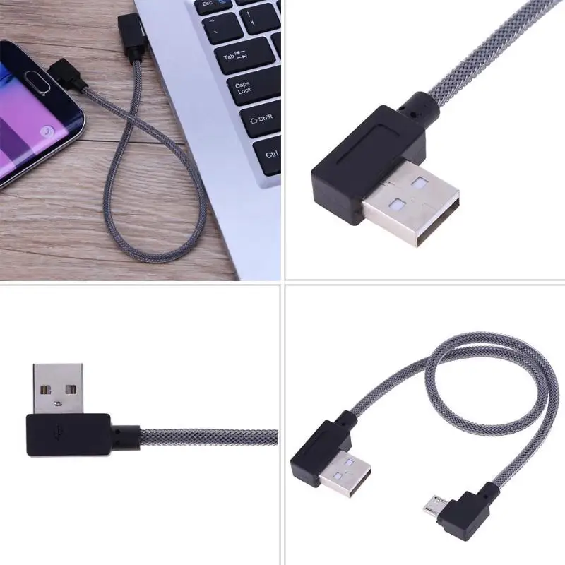 0 3 м двойной локоть Micro USB 90 градусов правый Плетеный зарядный кабель для