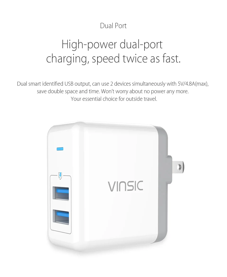 Vinsic 20000 мАч Внешний аккумулятор А двойной usb type-C светодиодный внешний аккумулятор зарядное устройство для iPhone X 8 8 Plus Xiaomi huawei samsung