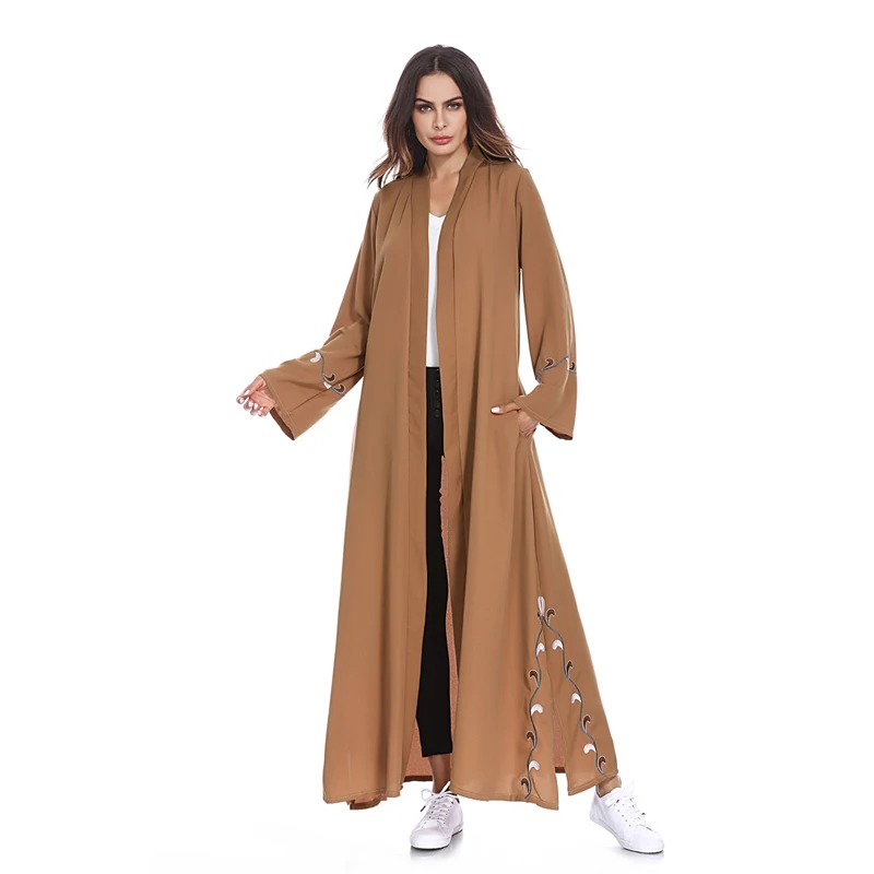 Женское платье с вышивкой MISSJOY однотонный Кардиган длинным рукавом в арабском и