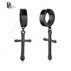 Мужские хип-хоп черные крест распятье религиозное христианское висячие серьги