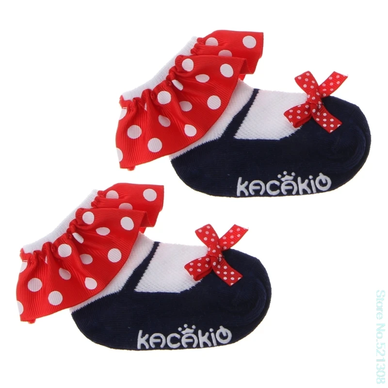 

2020 New Sweet Toddler Baby Socks Girl Slippers Dots Princess Lace Soft Cotton Short Sock