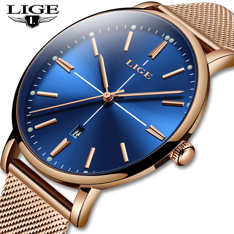 

LIGE Quartz Women Watches Top Brand Luxury Stainless Steel Mesh Watch Women Girl Sport Waterproof Watch Ladies Relogio Feminino