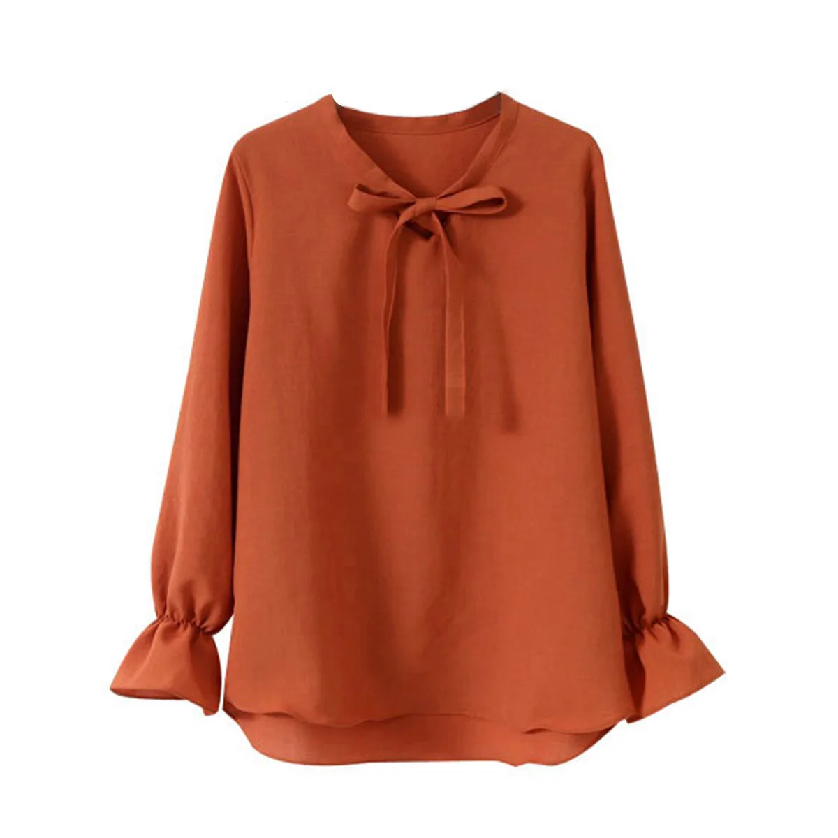 Женская офисная блузка с длинным рукавом Облегающая рубашка бантом лето осень