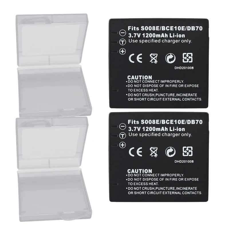 Аккумулятор для камеры Panasonic s DMW-BCE10 FS5 FS20 FX30 FX33 FX35 FX36 FX37 2 шт./лот CGA-S008E VW-VBJ10/1B DMC-FS3 |