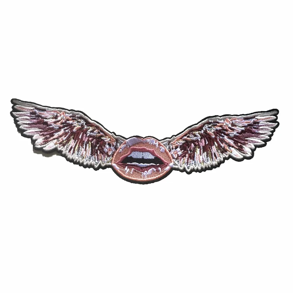 

Flying Wings and Lips Embroidered Iron on for DIY Badge Large Clothes Accessory Appliqued