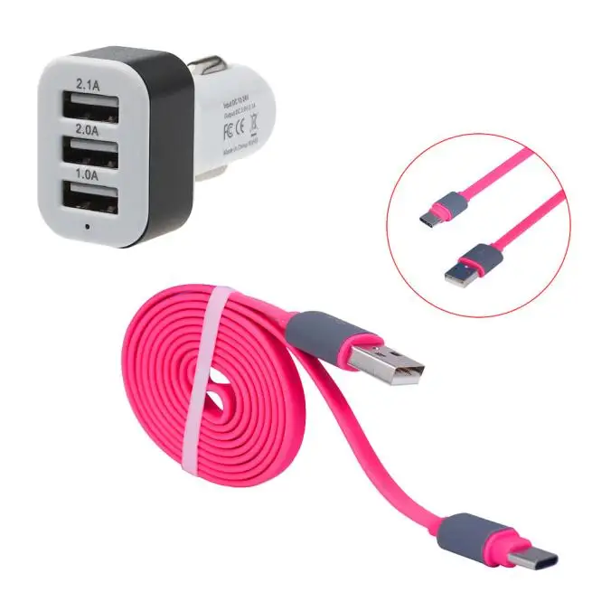 Автомобильное зарядное устройство Del с 3 портами USB Type-C для Nexus 6P / 5X OnePlus 2 td822 Прямая