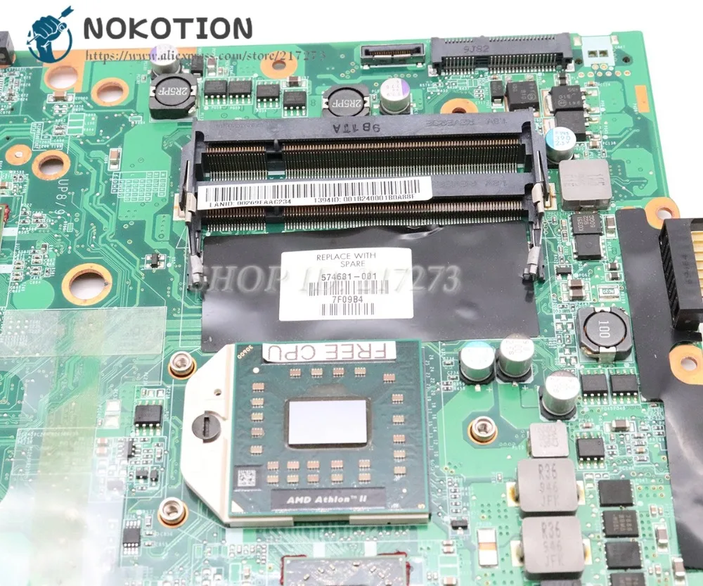 NOKOTION для hp павильон DV7 DV7-3000 ноутбук гнездо для материнской платы S1 DDR2 HD4500 процессор DAUT1AMB6E0 574681-001 материнская плата