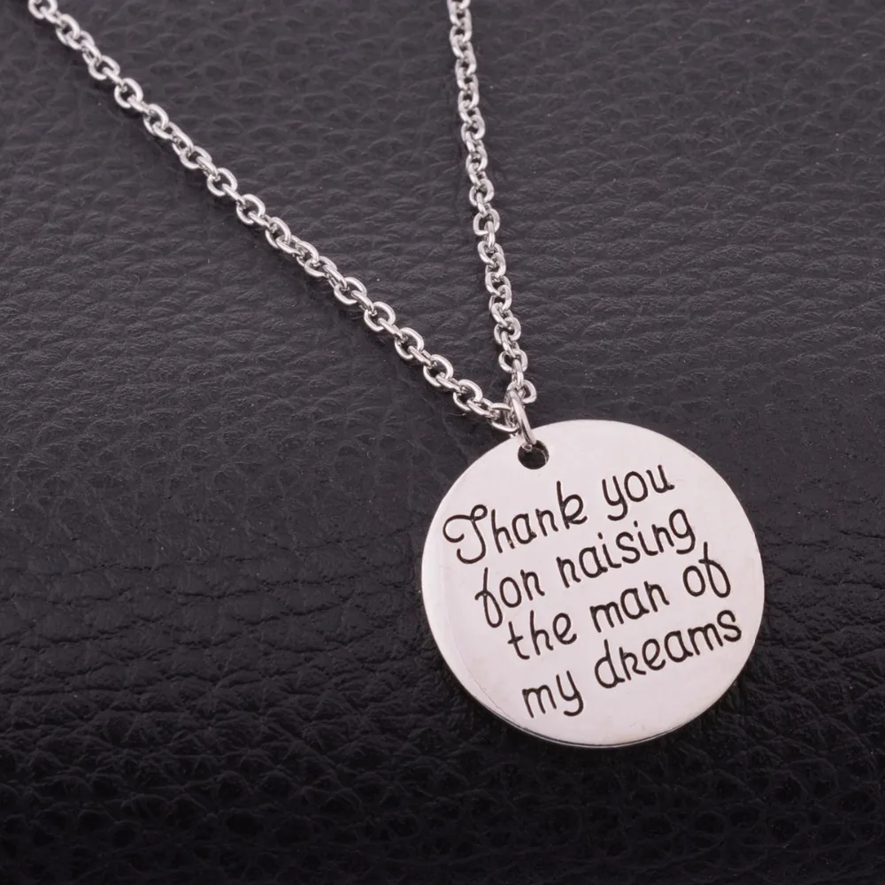 Bespmosp New Arrival&quotThank You For Raising the Man of My Dreams&quotLetter Charm Pendant Necklace Women Love Letter Gift | Украшения и