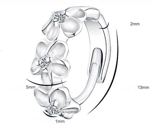 Top Quality 925 Sterling Silver Earrings For Women Jewelry Fashion Zircon Flower Hoop Earrings Girls Princess Accessories Charm