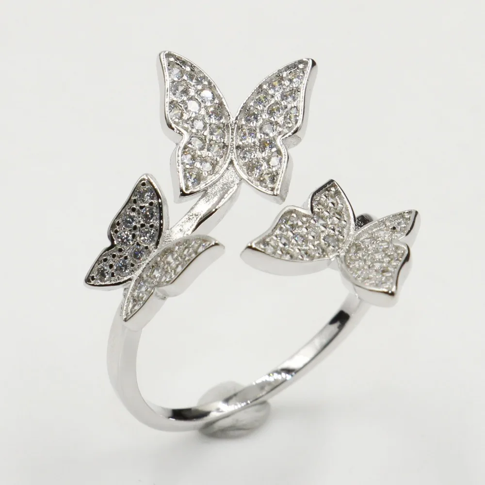 

Top Selling Choucong Brand New Luxury Jewelry 925 Sterling Silver Pave 5A Cubic Zirconia Butterfly Ring Wedding Band Women Rings