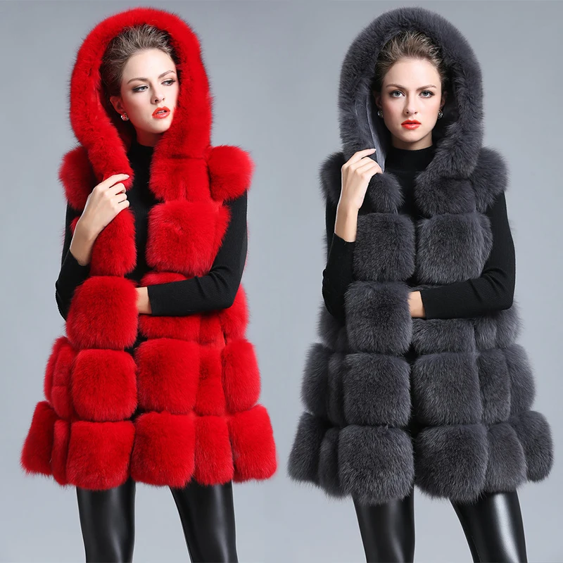 Зимняя женская куртка ftaylor теплая тонкая жилетка из искусственного лисьего меха