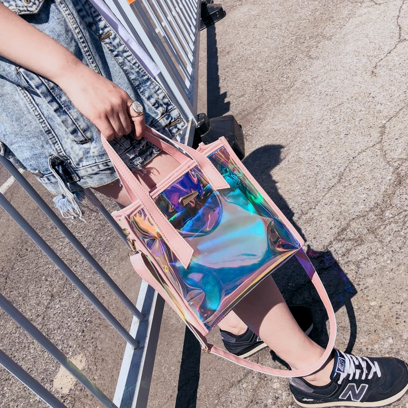 Huangheng women summer casual tote bag new female transparent clear pvc plastic | Багаж и сумки