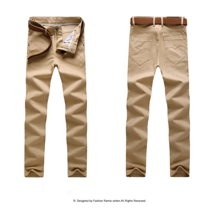 khaki ZYFGfree осень зима новые повседневные брюки мужские хлопковые облегающие брюки-чиносы модные брюки Мужская брендовая одежда размера плюс G43 - Цвет: khaki
