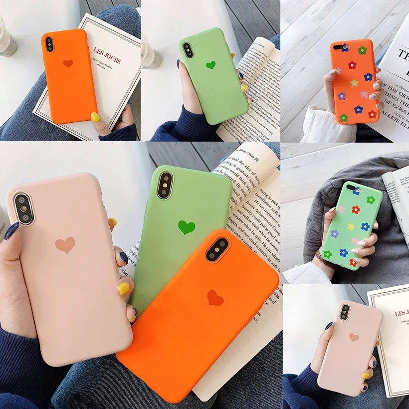 Милые чехлы для iphone 8 7 Plus бампер X XS Max XR 6 6S Loverly сердце матовые силиконовые |