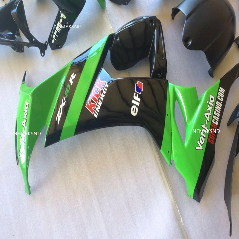 Высококачественный обтекатель для Kawasaki NINJA ZX10R 2008 2009 2010 зеленый черный кузова ZX 10R