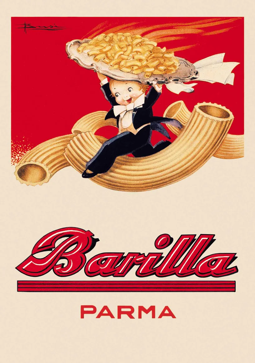Винтажный рекламный постер с едой Barilla Parma Классические Постеры из крафт-бумаги