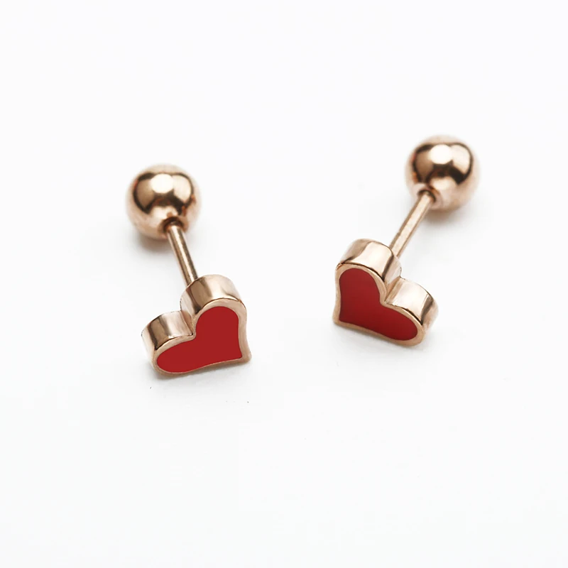 Серьги гвоздики в форме сердца 1 пара серьги из нержавеющей стали с капельным