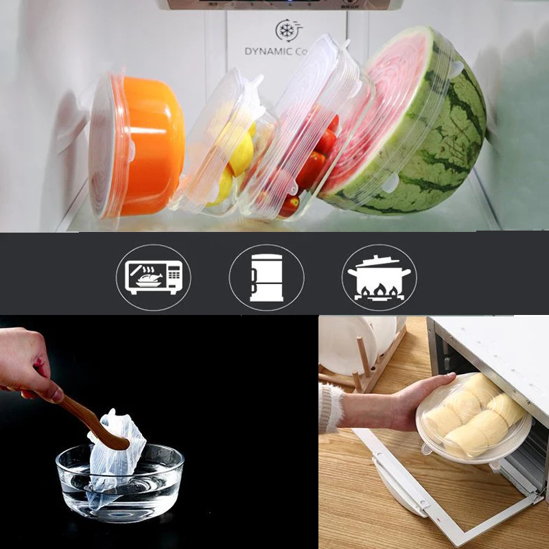 Универсальные силиконовые крышки дли пищи растягивающиеся для покрытия